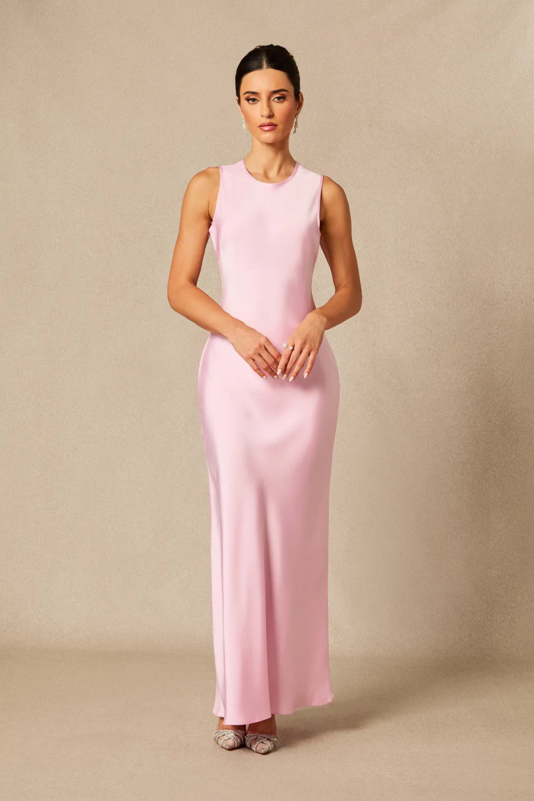 Kerry | Women’s Sleeveless Crew Neck Flowy Wedding Guest Dress