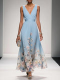 Kimberly | Women’s V Neck Sleeveless Wide Strap Maxi Dress