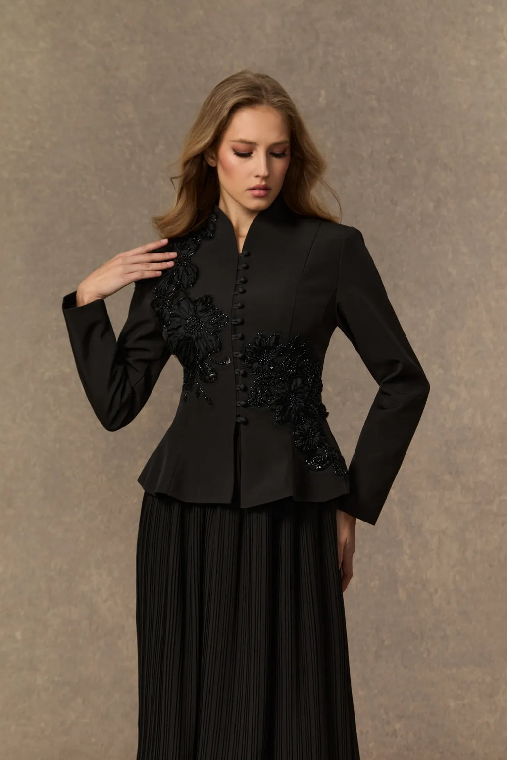 Kirsty | Women’s High Neck Button Front Pleated Two Piece Set
