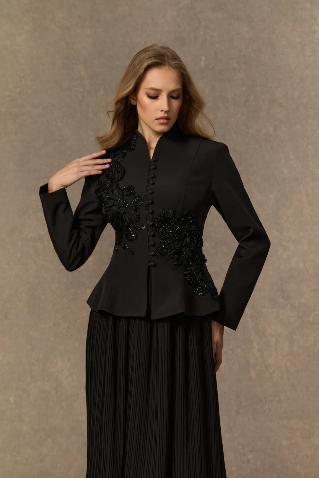 Kirsty | Women’s High Neck Button Front Pleated Two Piece Set