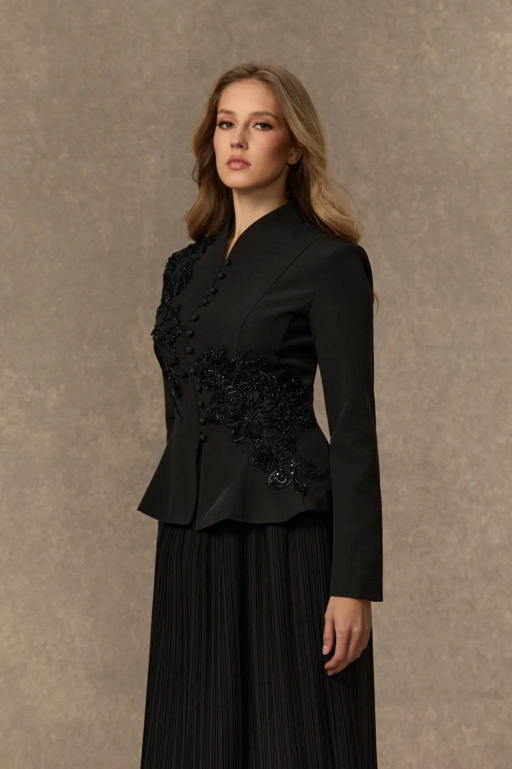 Kirsty | Women’s High Neck Button Front Pleated Two Piece Set
