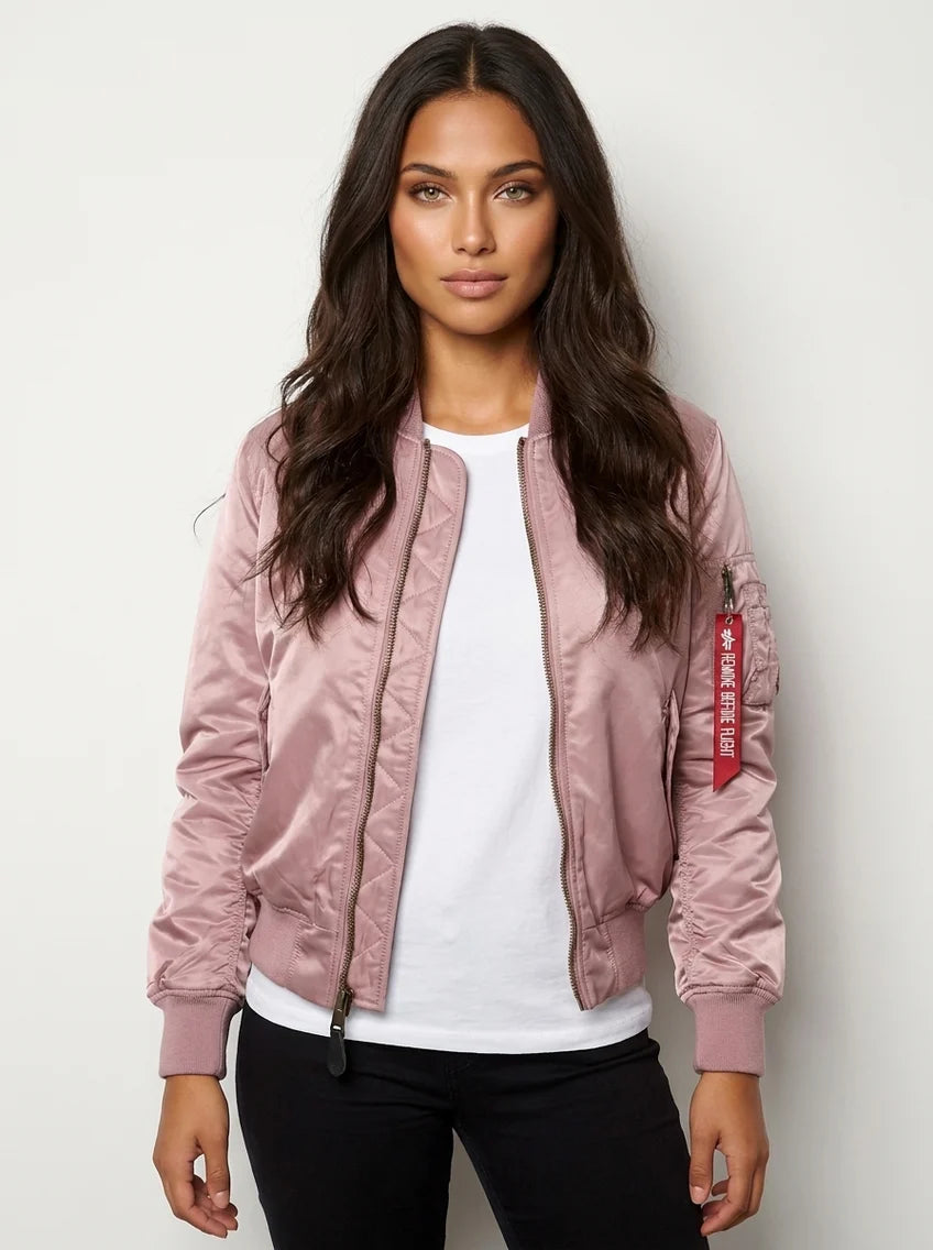 Krista | Women’s Long Sleeve Zip Front Pockets Bomber Jacket