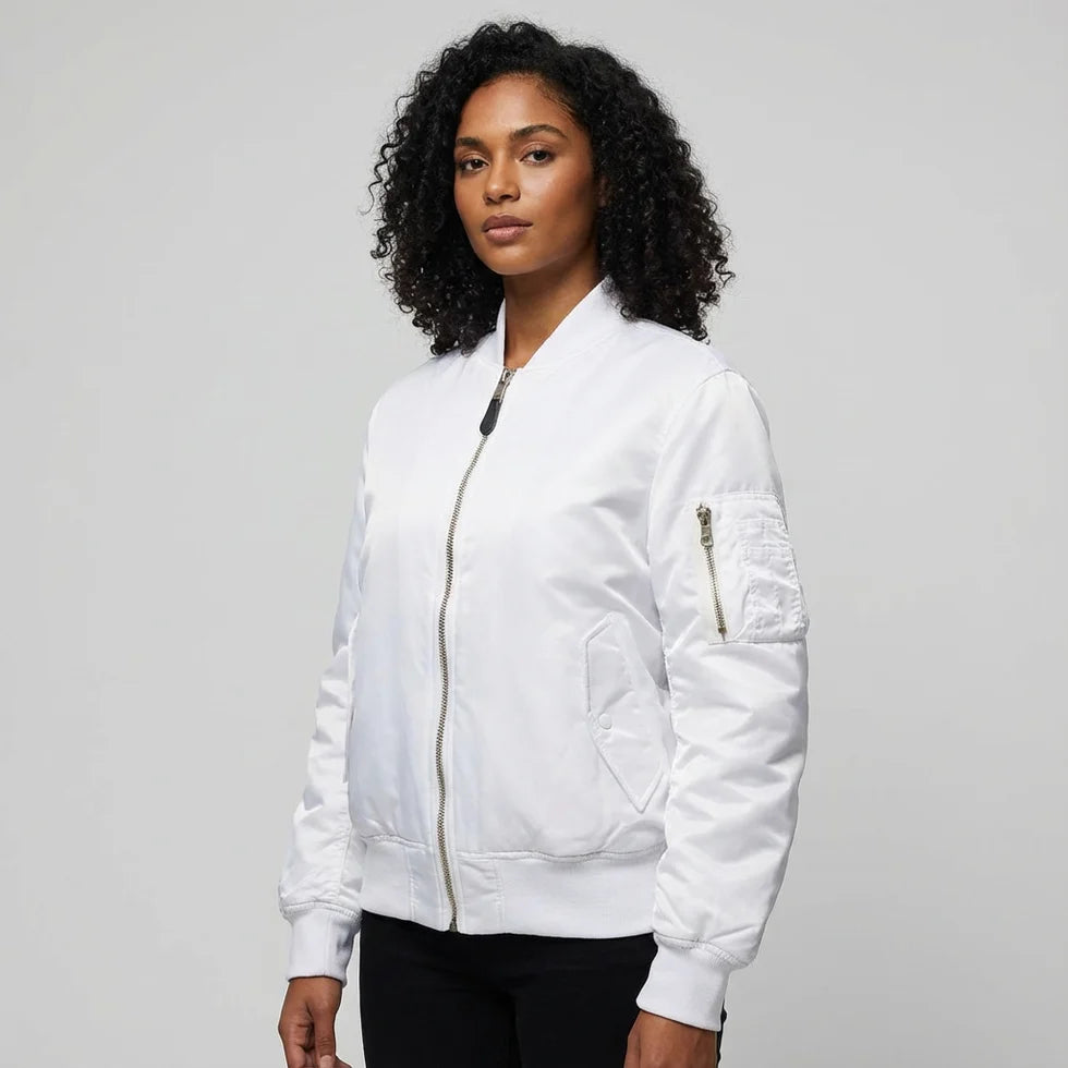 Krista | Women’s Long Sleeve Zip Front Pockets Bomber Jacket