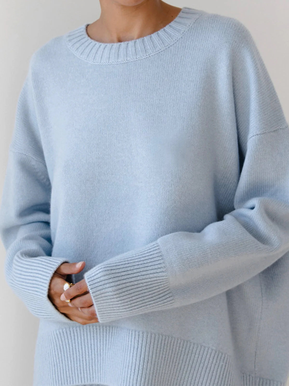 Kristin | Women's Drop Shoulder Long Sleeve Crew Neck Sweater