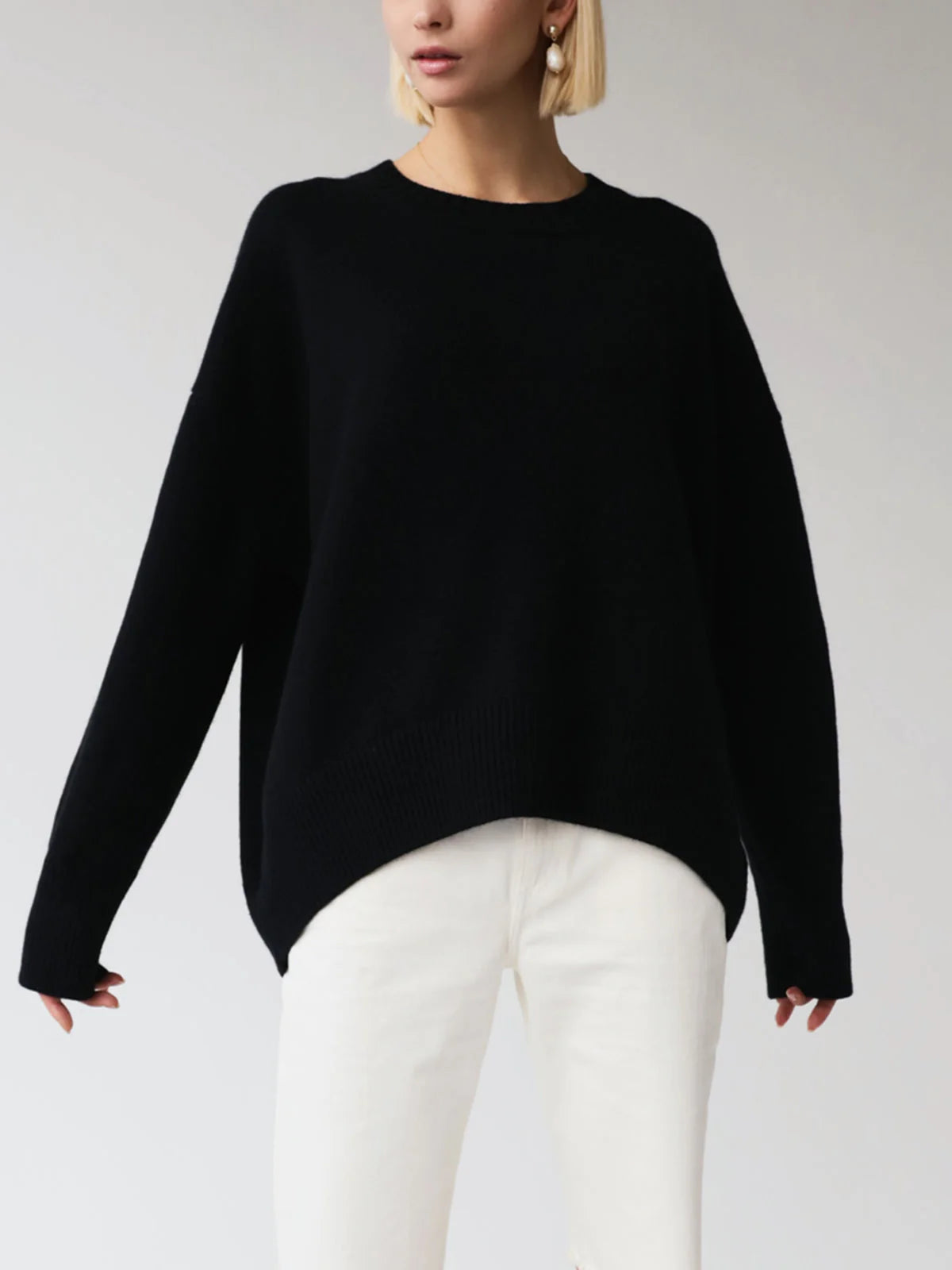 Kristin | Women's Drop Shoulder Long Sleeve Crew Neck Sweater