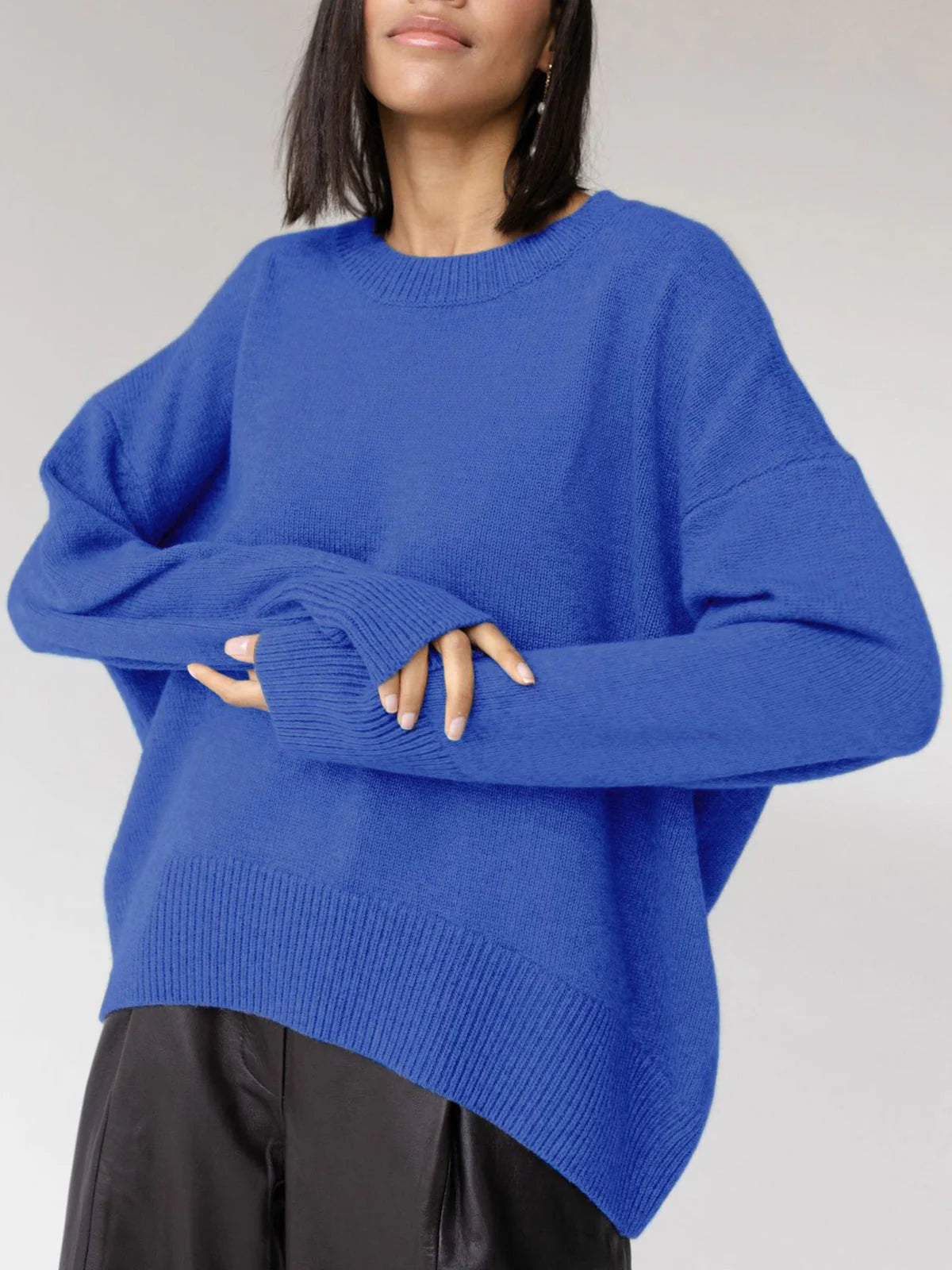 Kristin | Women's Drop Shoulder Long Sleeve Crew Neck Sweater
