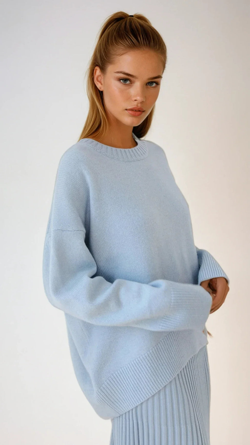 Kristin | Women's Drop Shoulder Long Sleeve Crew Neck Sweater