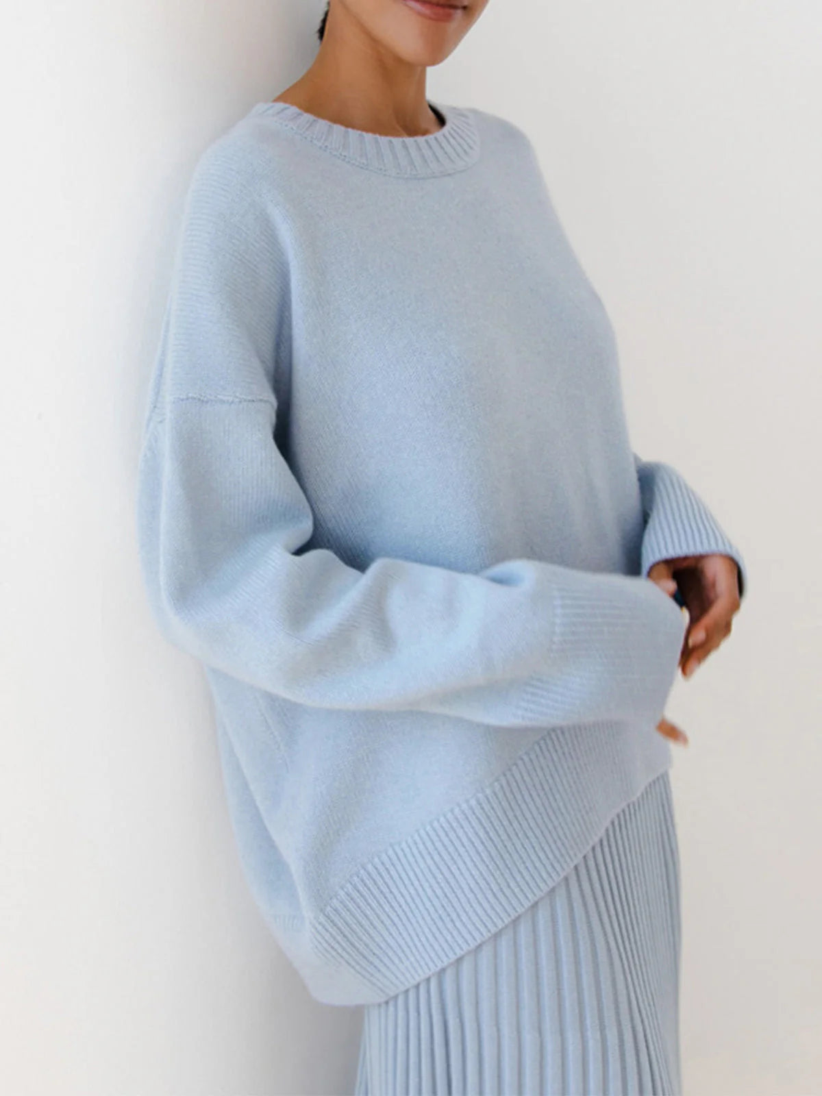 Kristin | Women's Drop Shoulder Long Sleeve Crew Neck Sweater