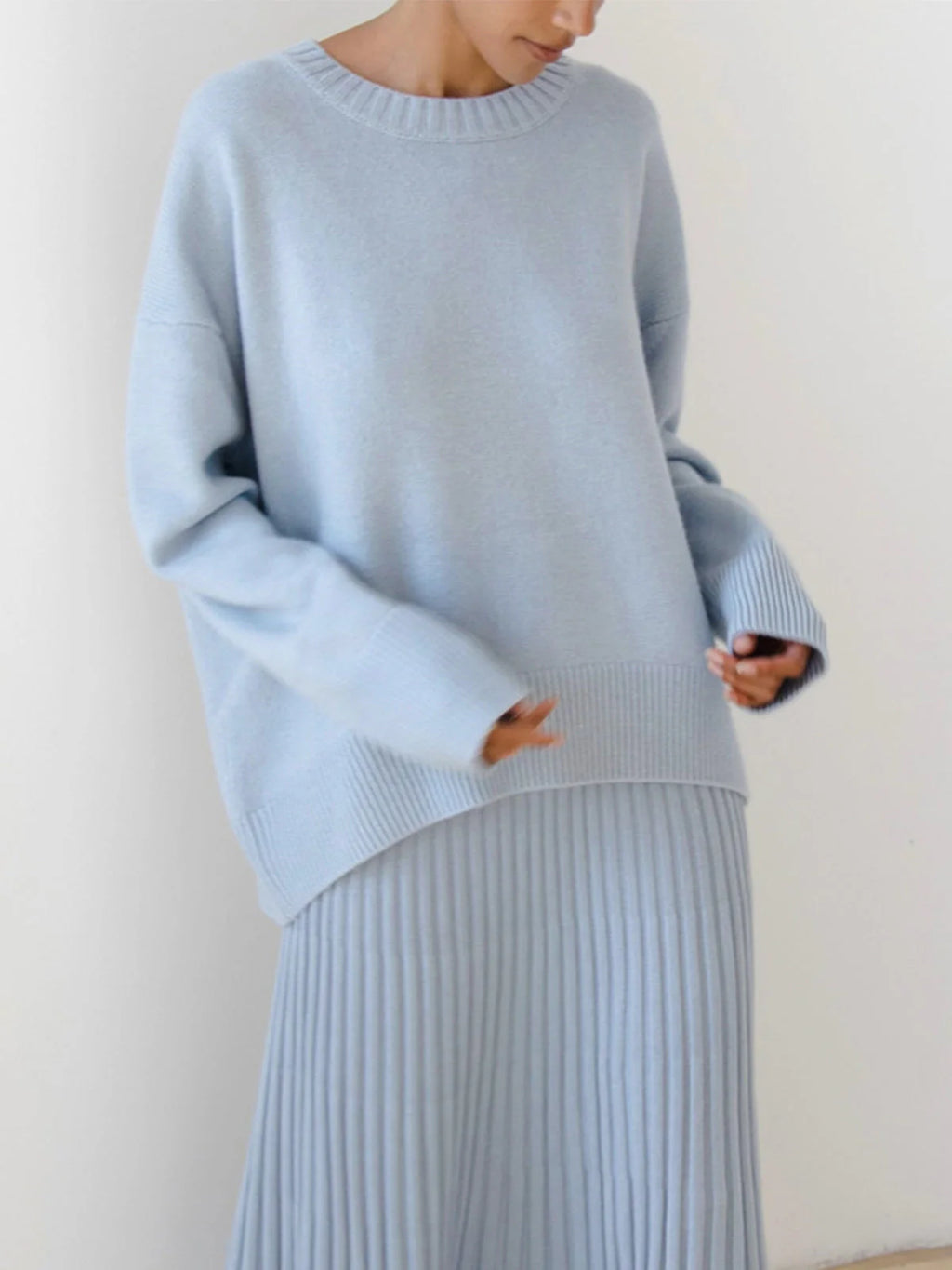Kristin | Women's Drop Shoulder Long Sleeve Crew Neck Sweater