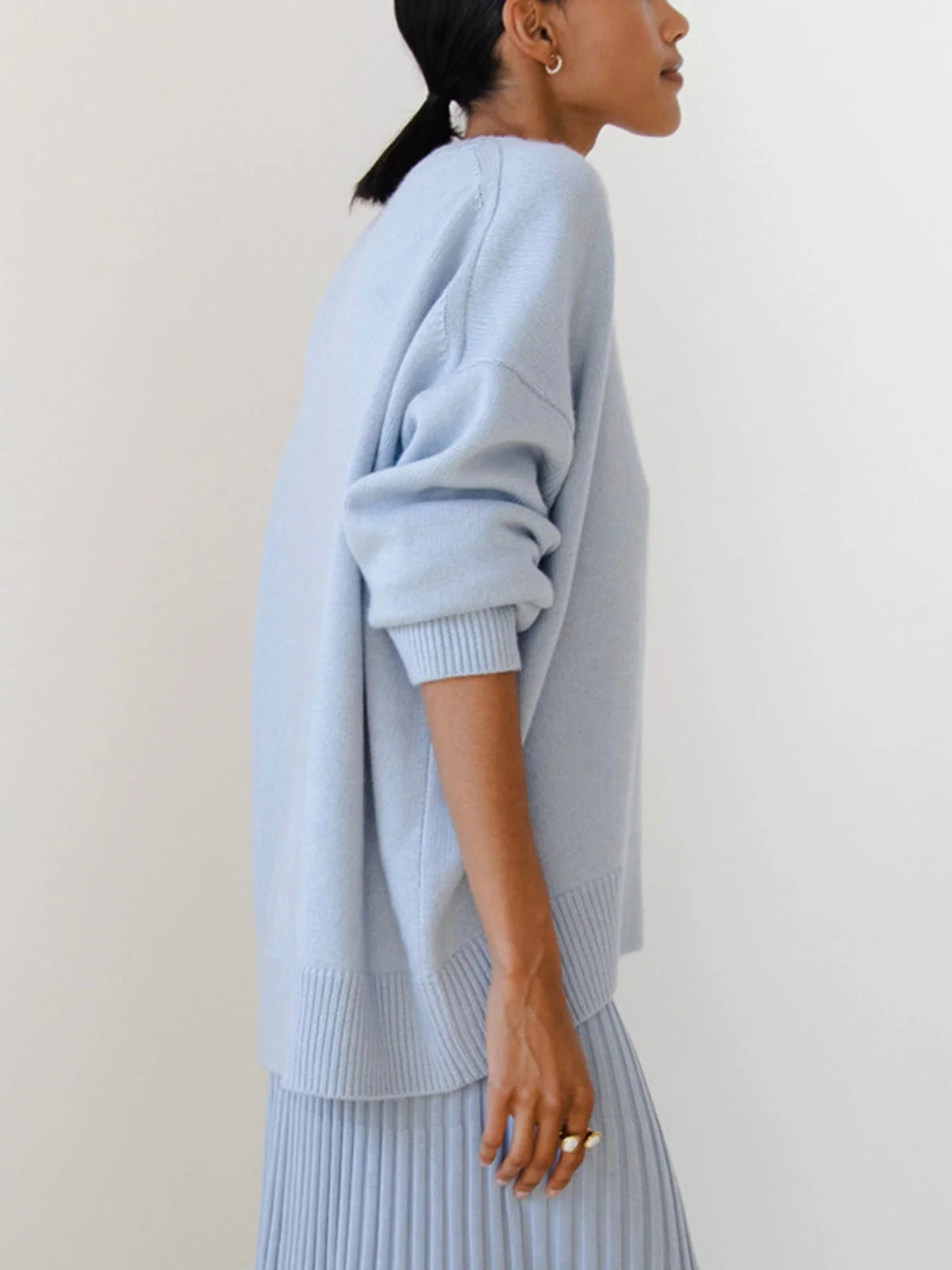 Kristin | Women's Drop Shoulder Long Sleeve Crew Neck Sweater