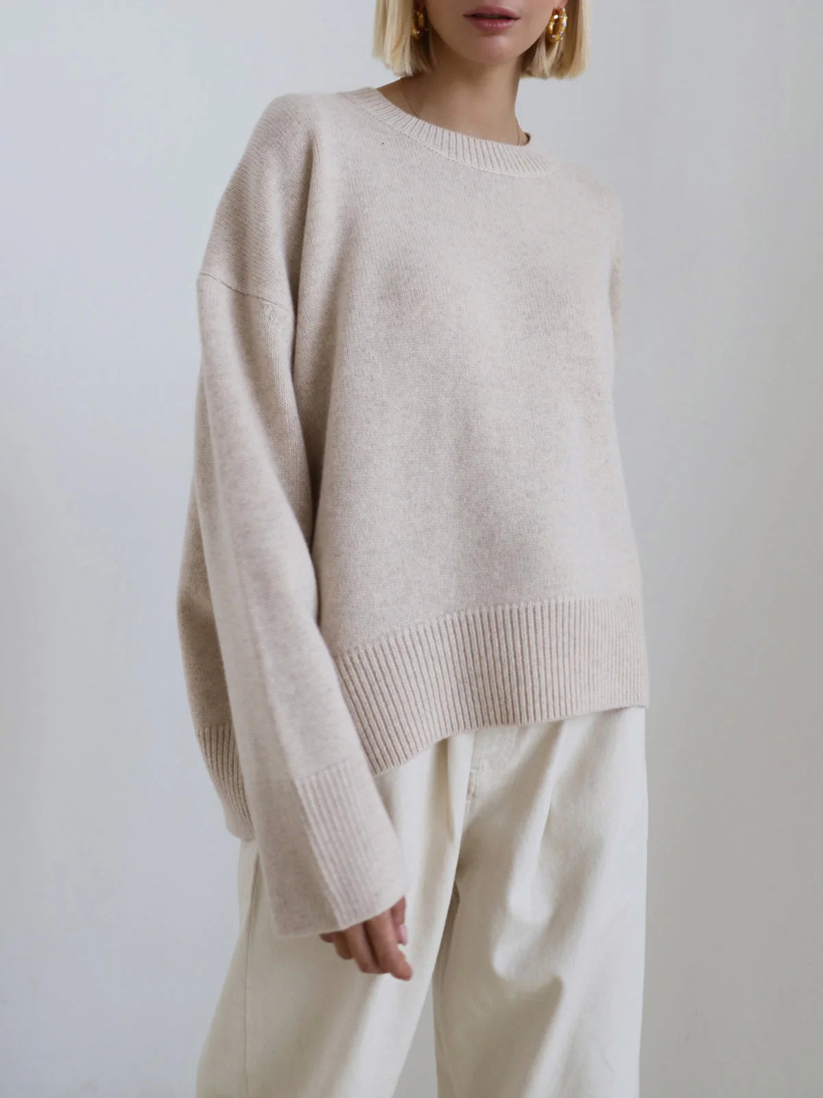 Kristin | Women's Drop Shoulder Long Sleeve Crew Neck Sweater