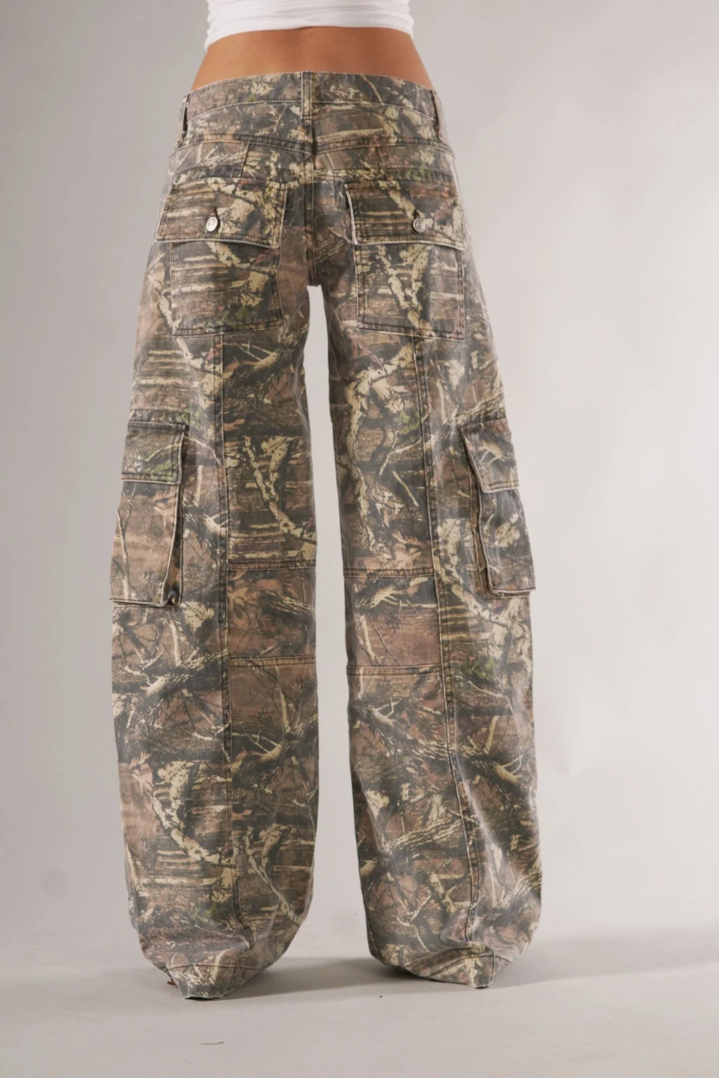 Kyra | Women's Button Front Wide Leg Utility Pocket Cargo Pants