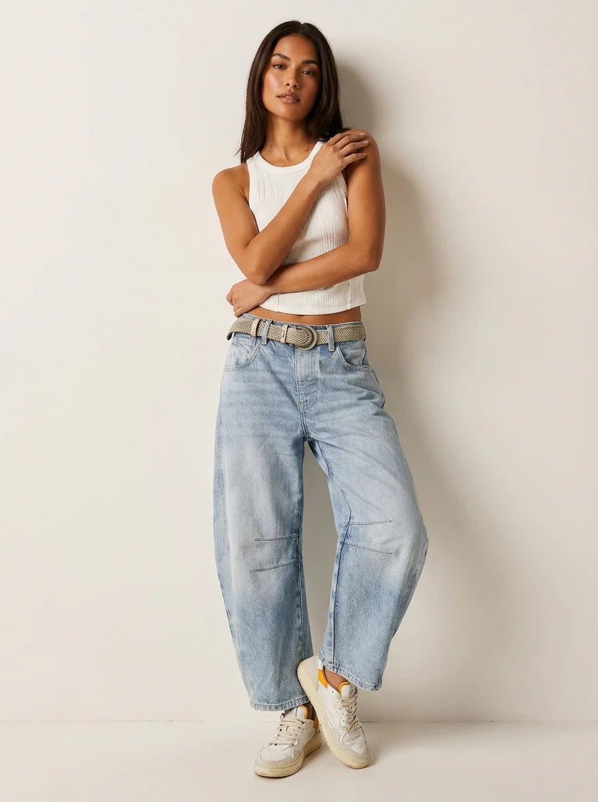 Lacey | Women’s Mid Rise Front Pockets Wide Leg Denim Jeans