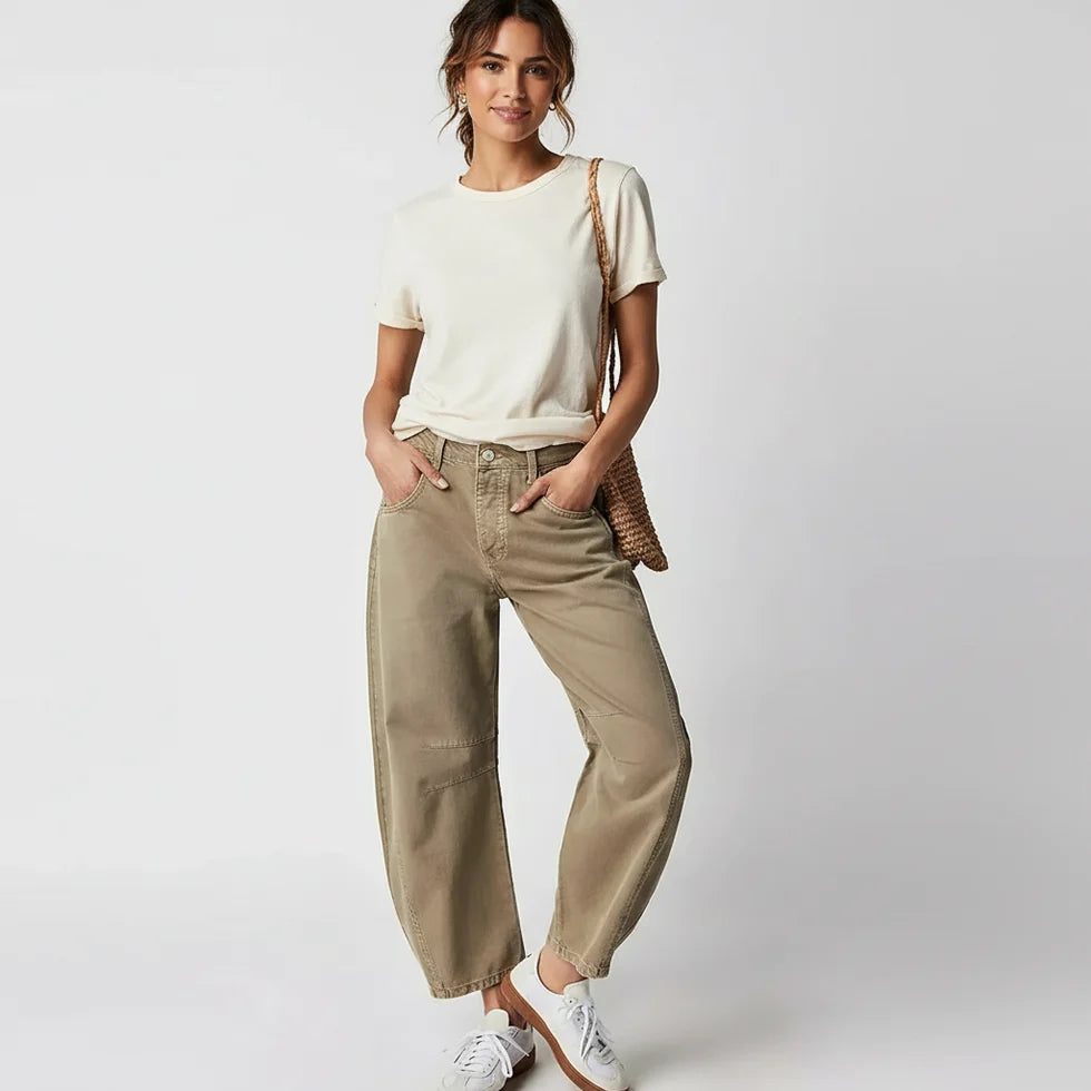 Lacey | Women’s Mid Rise Front Pockets Wide Leg Denim Jeans