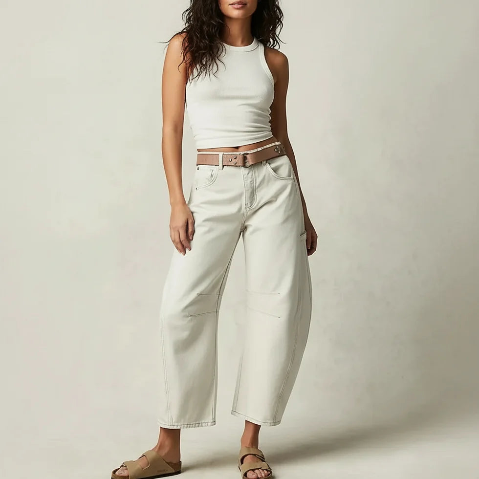Lacey | Women’s Mid Rise Front Pockets Wide Leg Denim Jeans