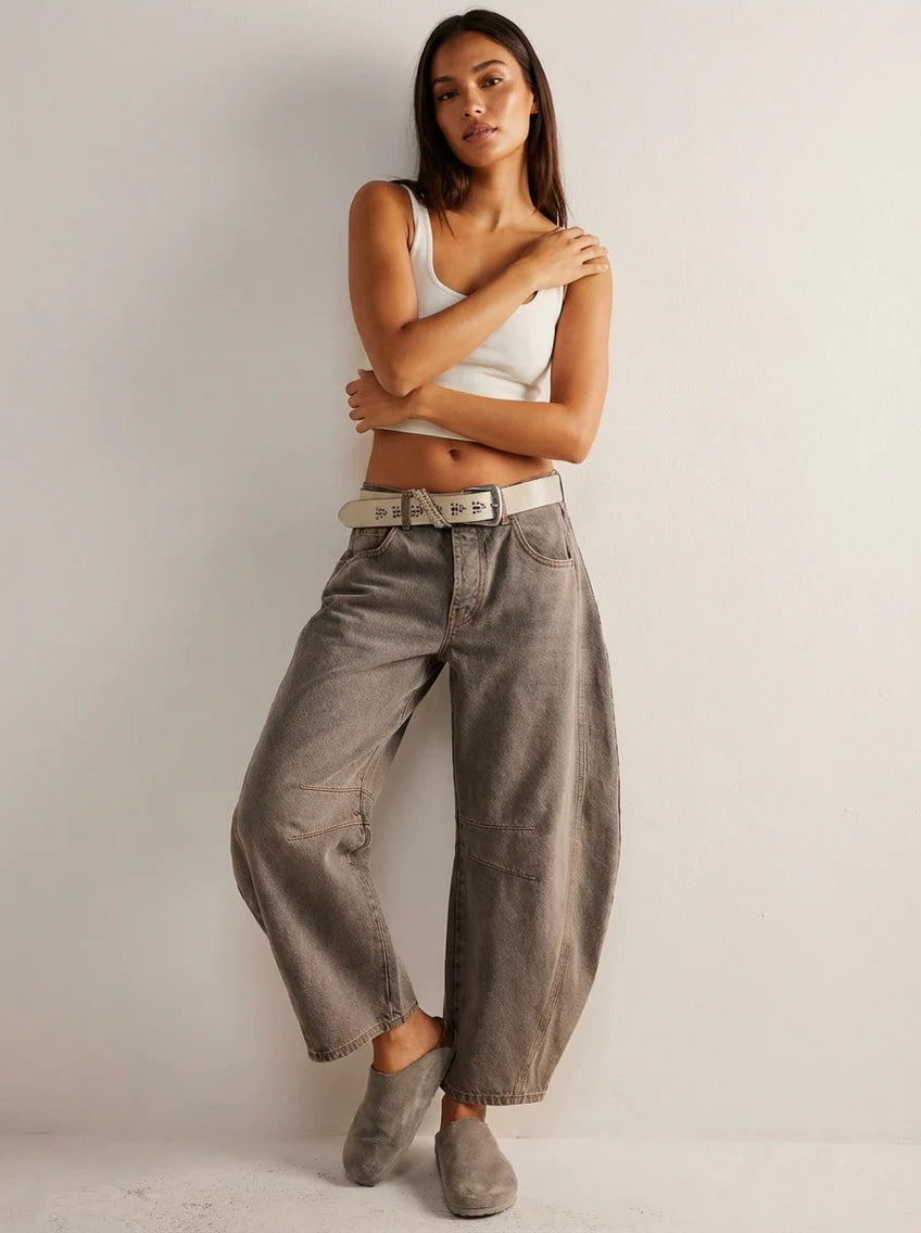 Lacey | Women’s Mid Rise Front Pockets Wide Leg Denim Jeans