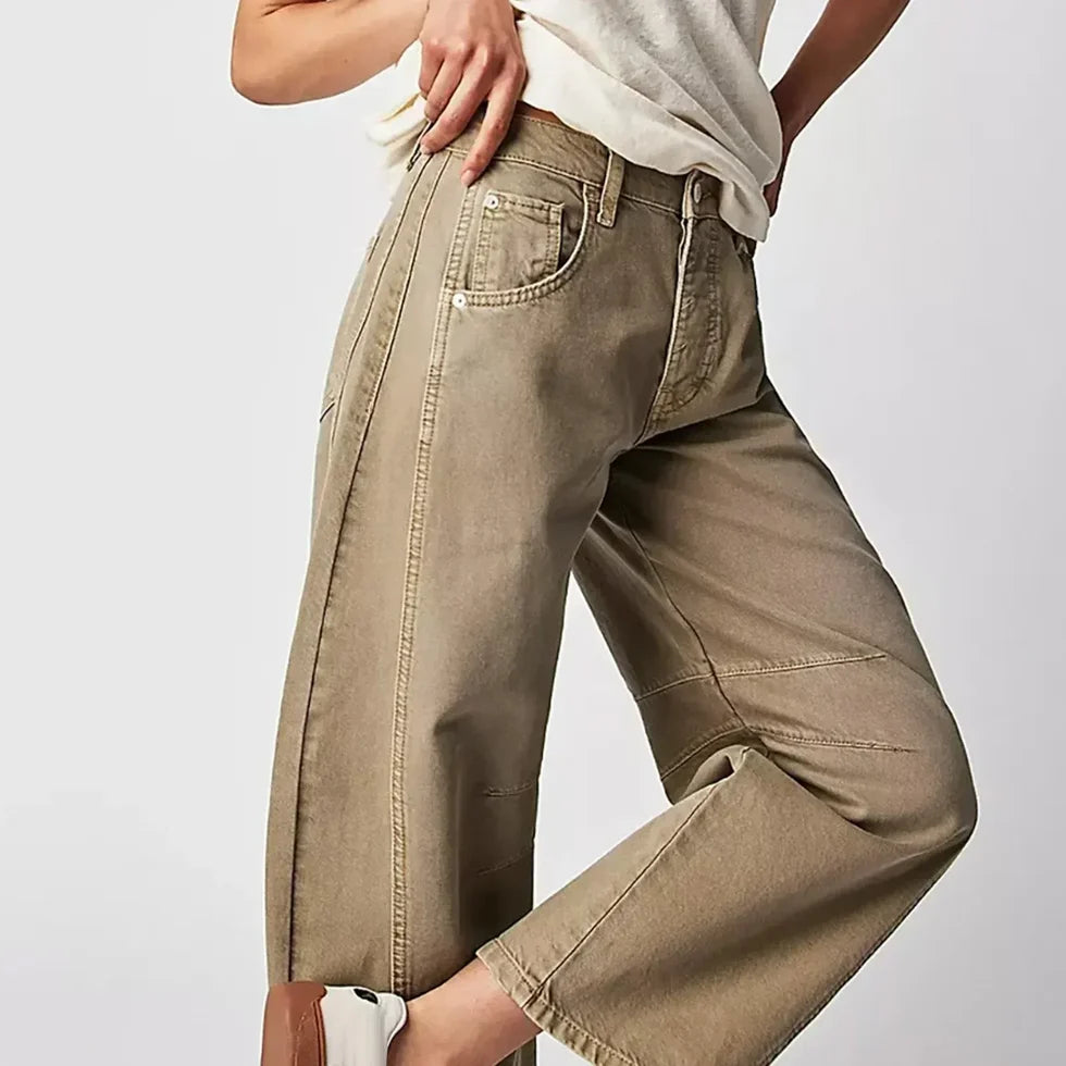 Lacey | Women’s Mid Rise Front Pockets Wide Leg Denim Jeans