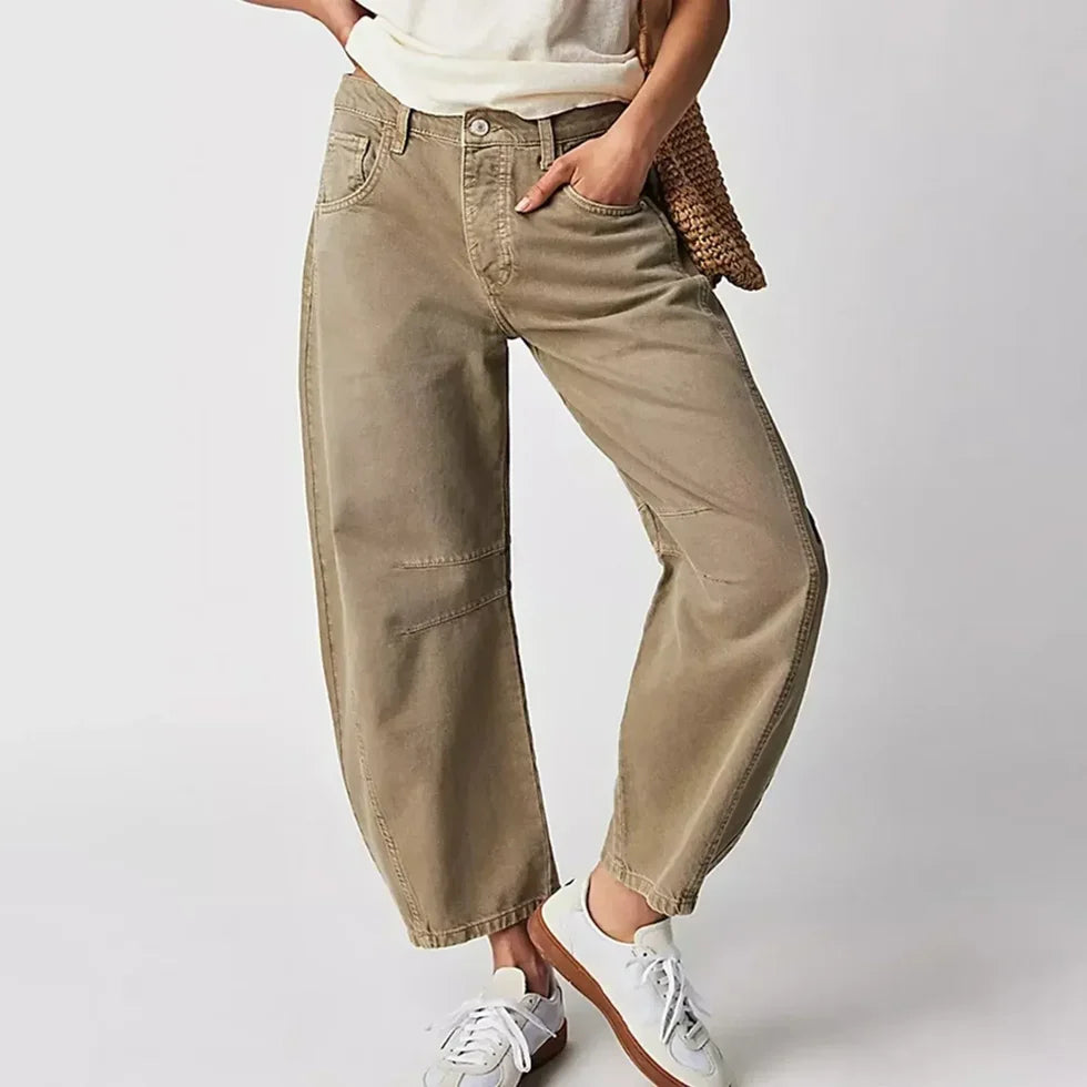 Lacey | Women’s Mid Rise Front Pockets Wide Leg Denim Jeans
