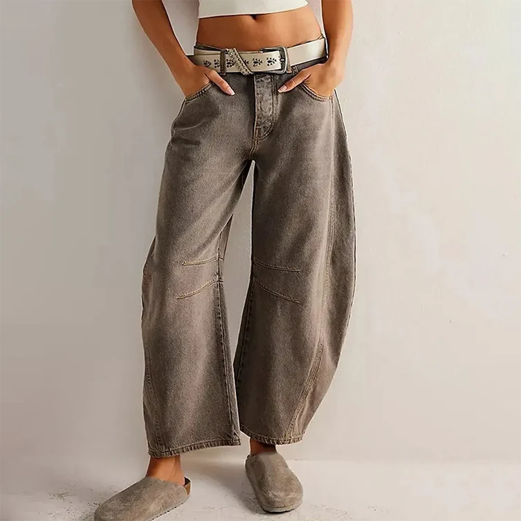 Lacey | Women’s Mid Rise Front Pockets Wide Leg Denim Jeans