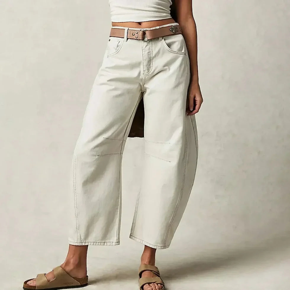 Lacey | Women’s Mid Rise Front Pockets Wide Leg Denim Jeans