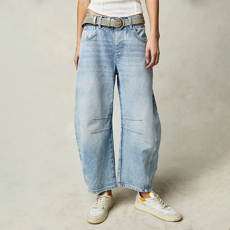 Lacey | Women’s Mid Rise Front Pockets Wide Leg Denim Jeans