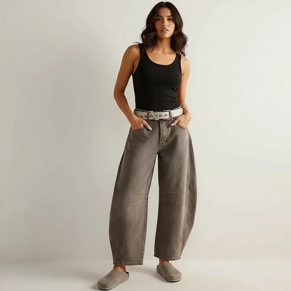 Lacey | Women’s Mid Rise Front Pockets Wide Leg Denim Jeans