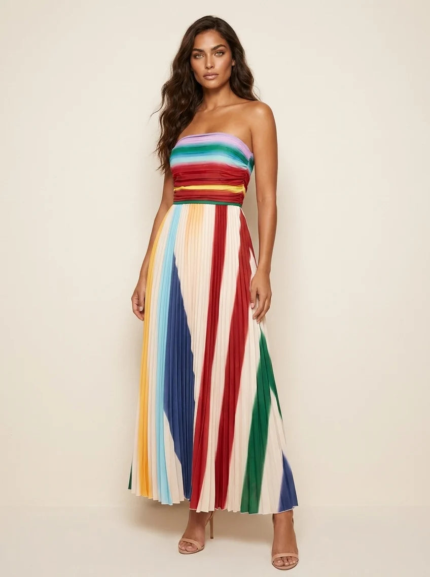 Laney | Women’s Off Shoulder Backless Pleated Maxi Dress
