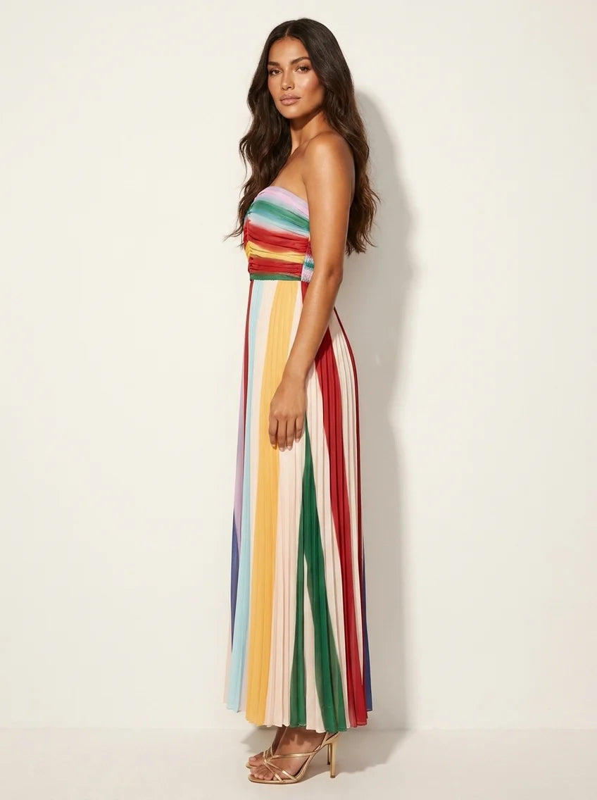 Laney | Women’s Off Shoulder Backless Pleated Maxi Dress