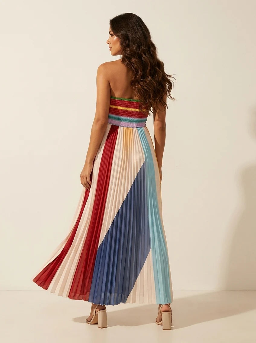 Laney | Women’s Off Shoulder Backless Pleated Maxi Dress