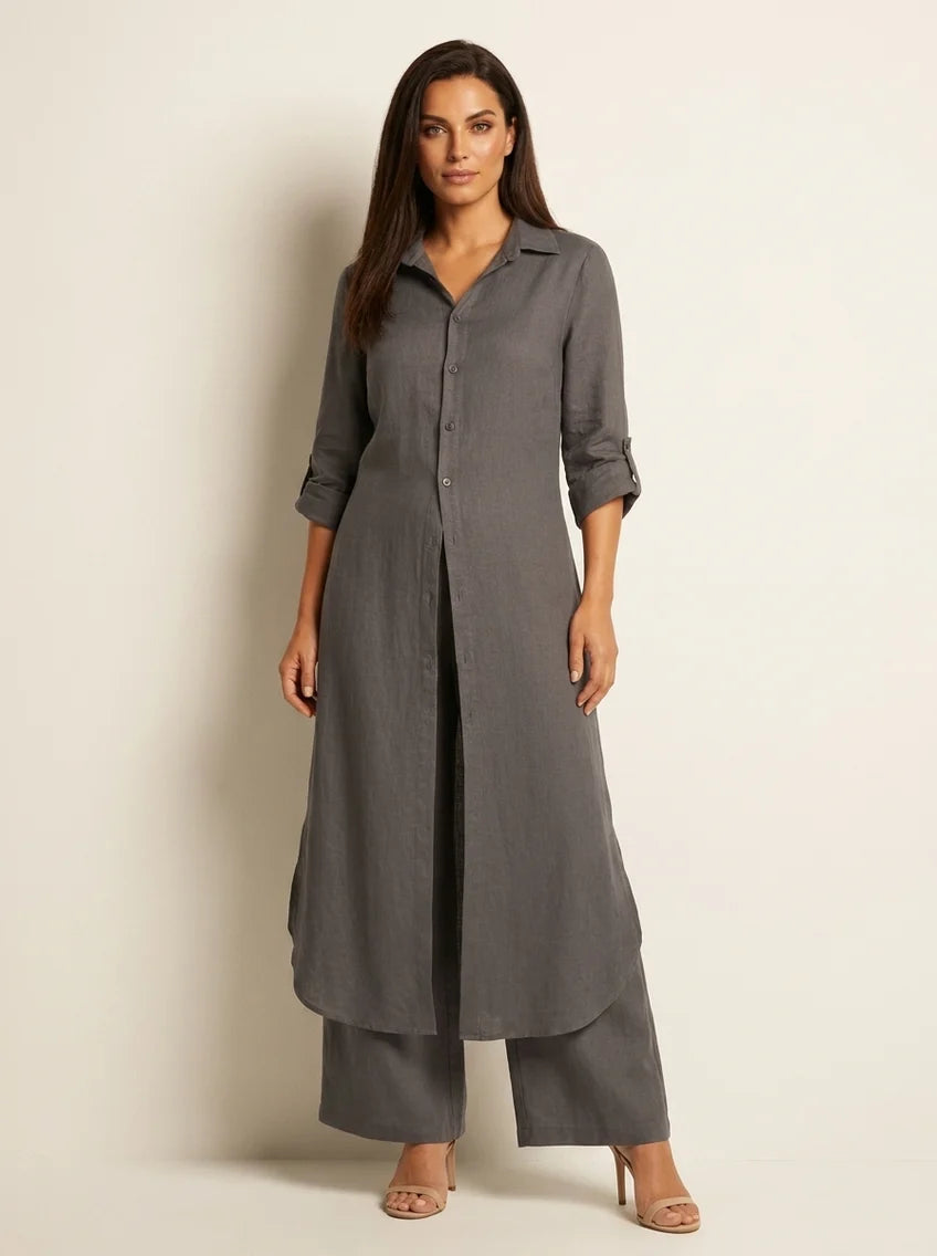 Laurie | Women’s Long Sleeve Collared Button Front Two Piece Set