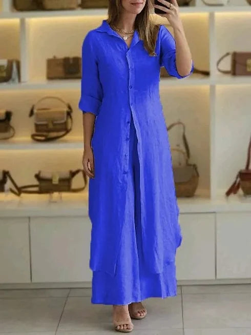 Laurie | Women’s Long Sleeve Collared Button Front Two Piece Set