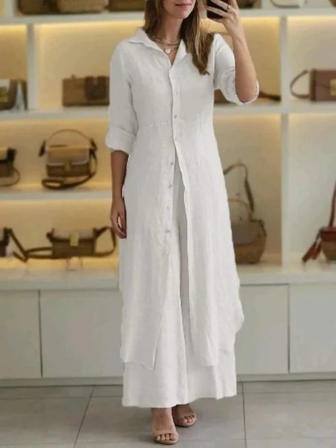 Laurie | Women’s Long Sleeve Collared Button Front Two Piece Set