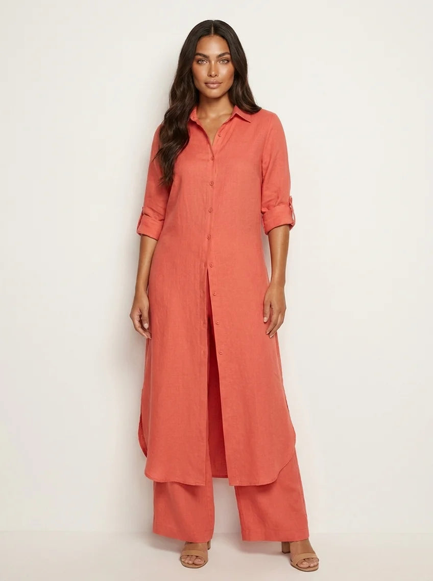 Laurie | Women’s Long Sleeve Collared Button Front Two Piece Set