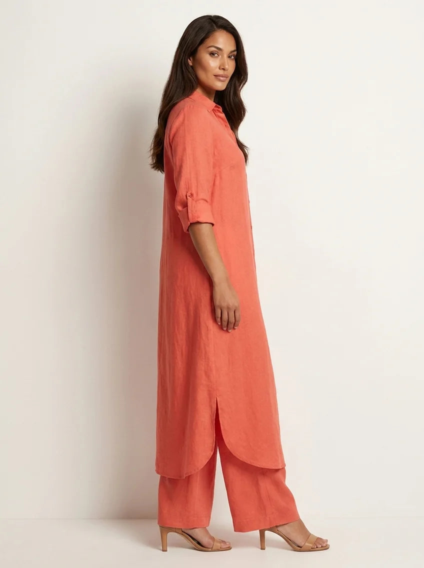 Laurie | Women’s Long Sleeve Collared Button Front Two Piece Set