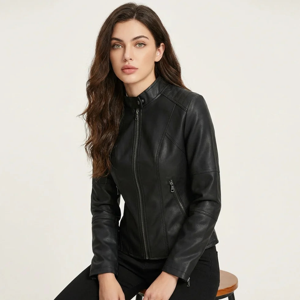 Laverne | Women’s Long Sleeve Zip Front Fitted Pockets Jacket