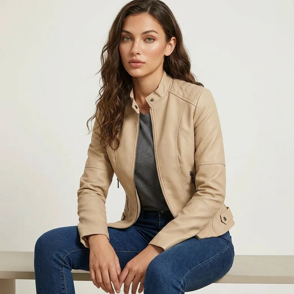 Laverne | Women’s Long Sleeve Zip Front Fitted Pockets Jacket