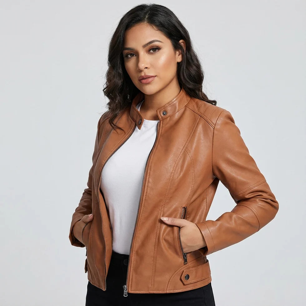 Laverne | Women’s Long Sleeve Zip Front Fitted Pockets Jacket