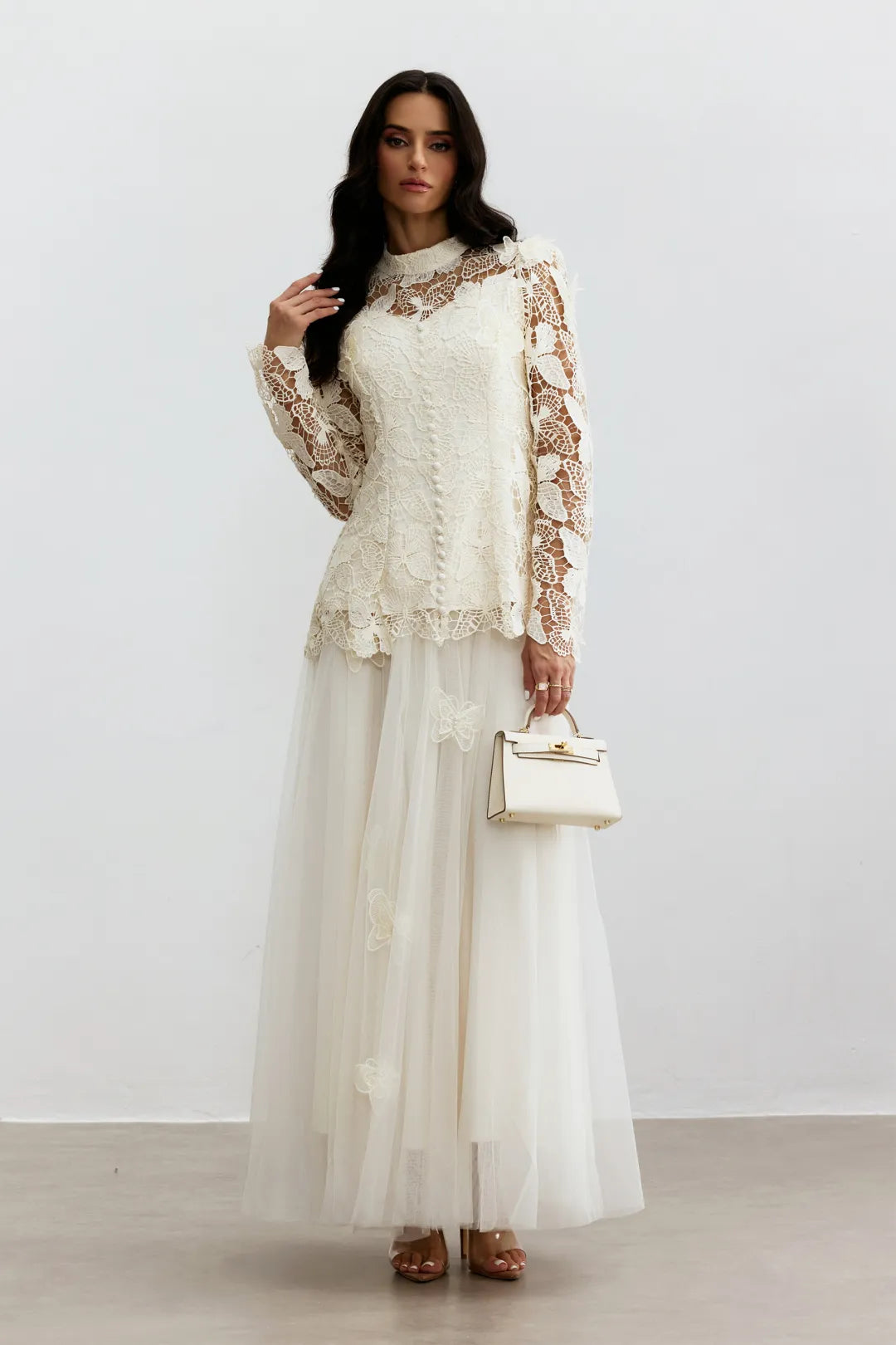 Leah | Women’s High Neck Long Sleeve Butterfly Flowy Two Piece Set