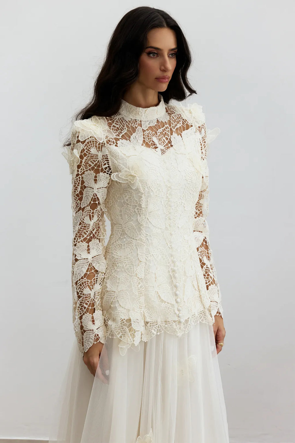 Leah | Women’s High Neck Long Sleeve Butterfly Flowy Two Piece Set