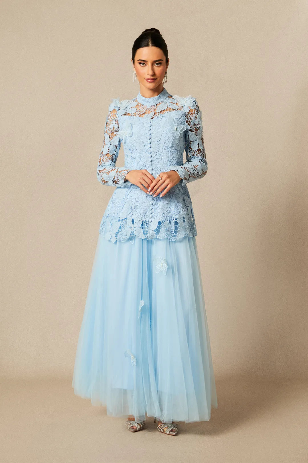 Leah | Women’s High Neck Long Sleeve Butterfly Flowy Two Piece Set