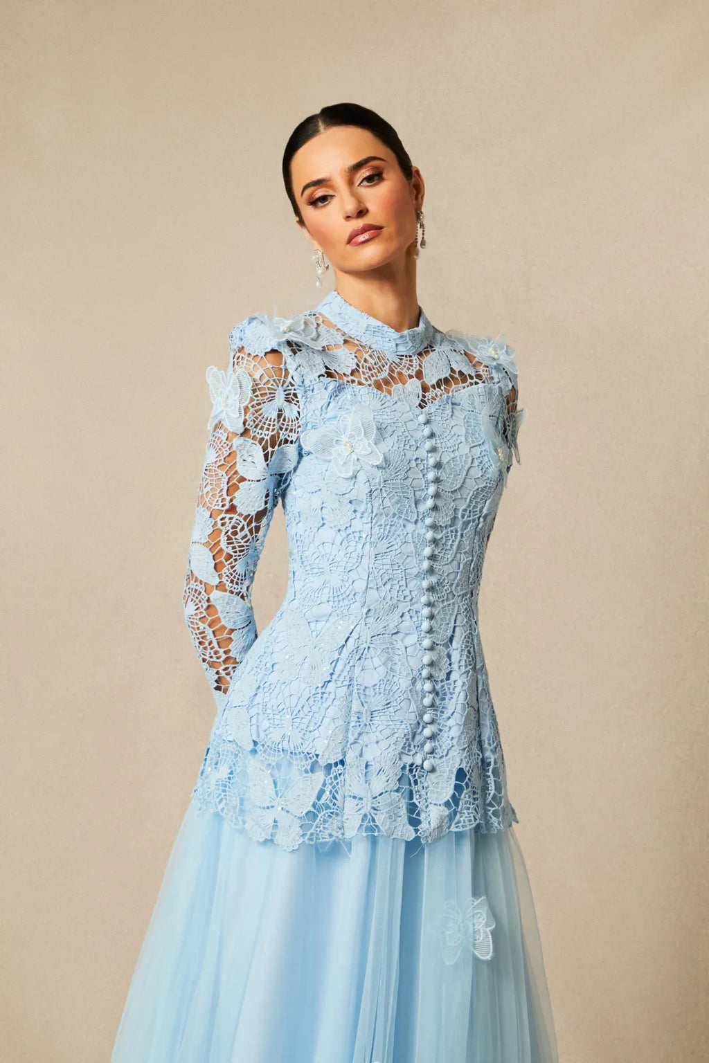 Leah | Women’s High Neck Long Sleeve Butterfly Flowy Two Piece Set
