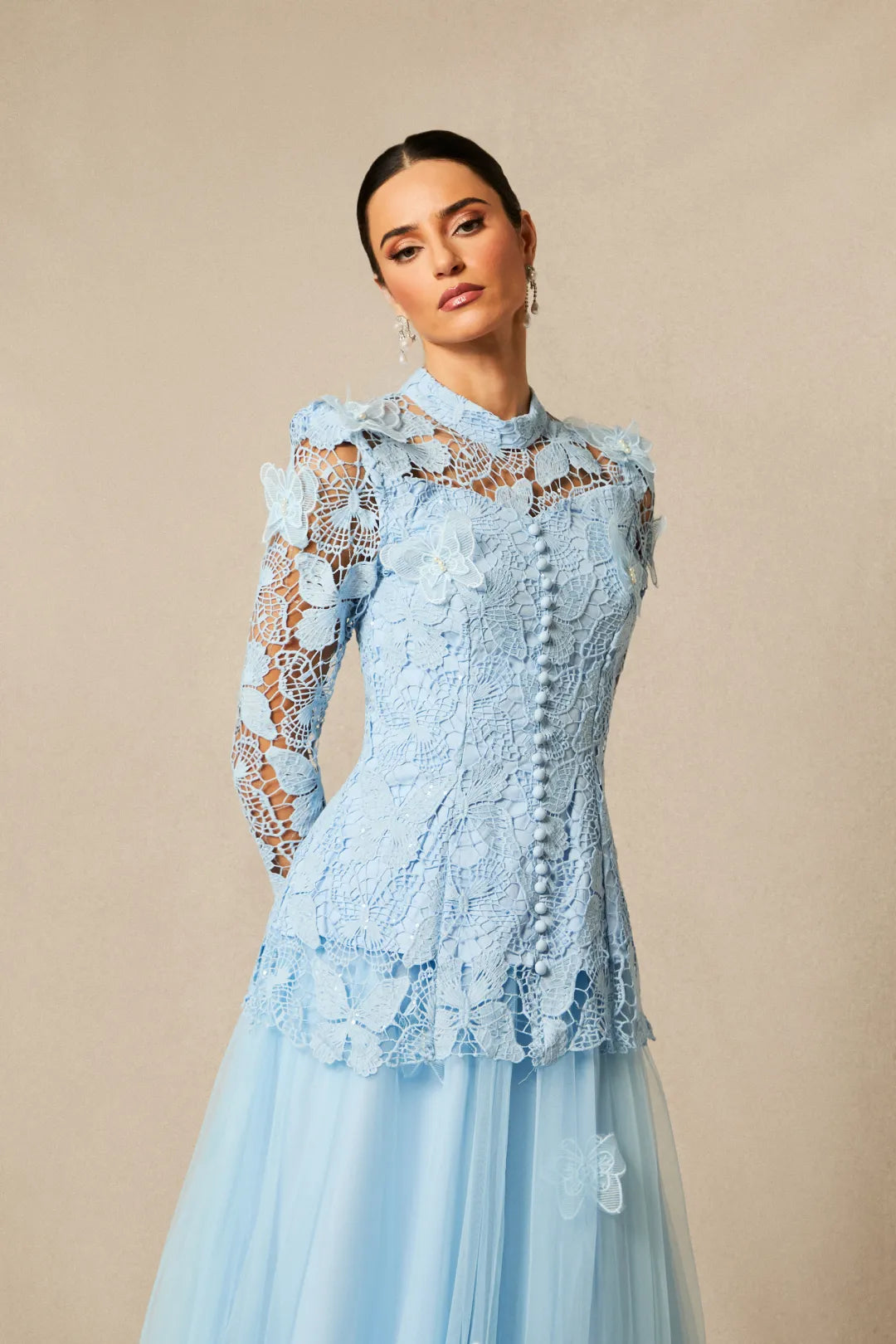 Leah | Women’s High Neck Long Sleeve Butterfly Flowy Two Piece Set