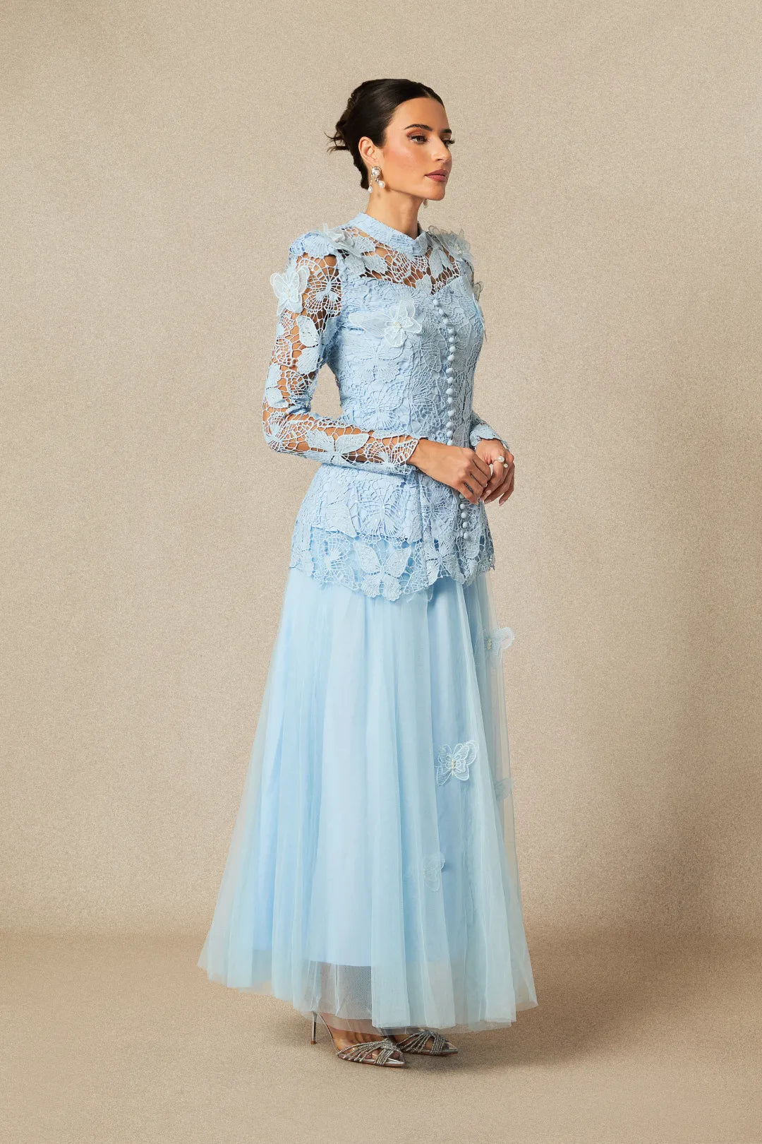 Leah | Women’s High Neck Long Sleeve Butterfly Flowy Two Piece Set