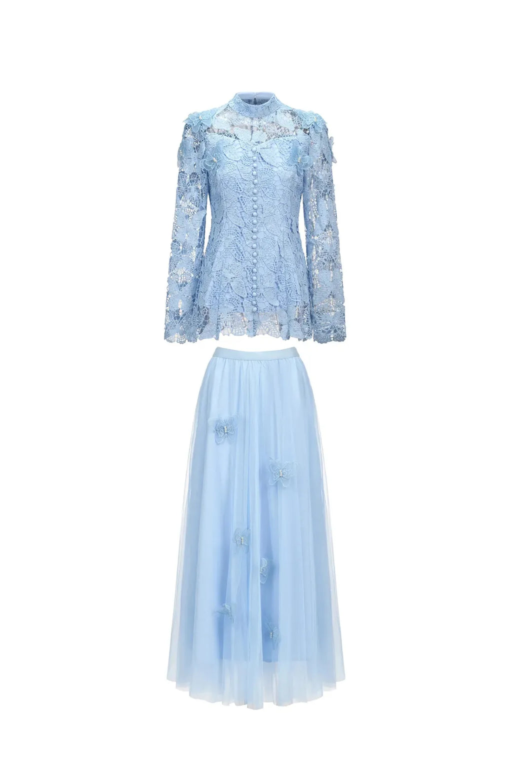 Leah | Women’s High Neck Long Sleeve Butterfly Flowy Two Piece Set