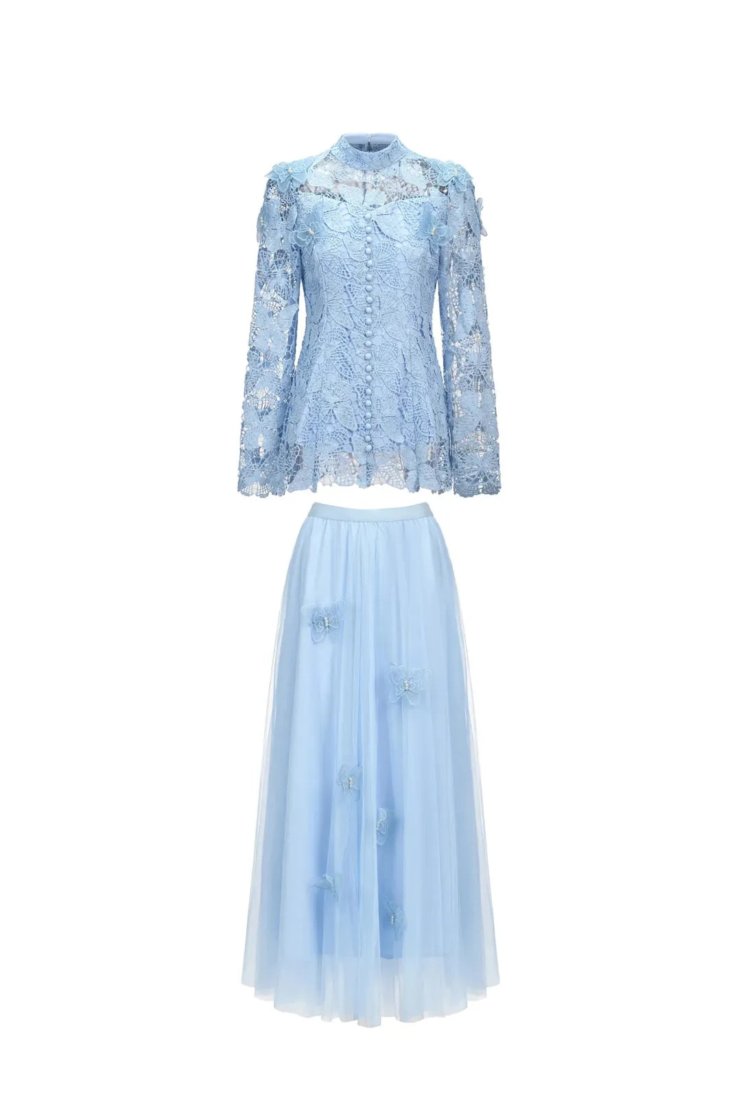 Leah | Women’s High Neck Long Sleeve Butterfly Flowy Two Piece Set