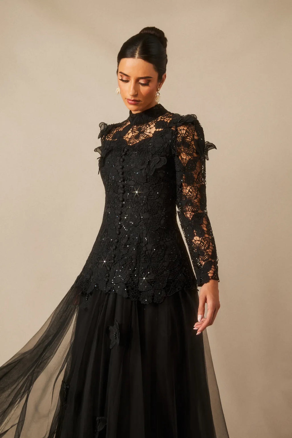 Leah | Women’s High Neck Long Sleeve Butterfly Flowy Two Piece Set