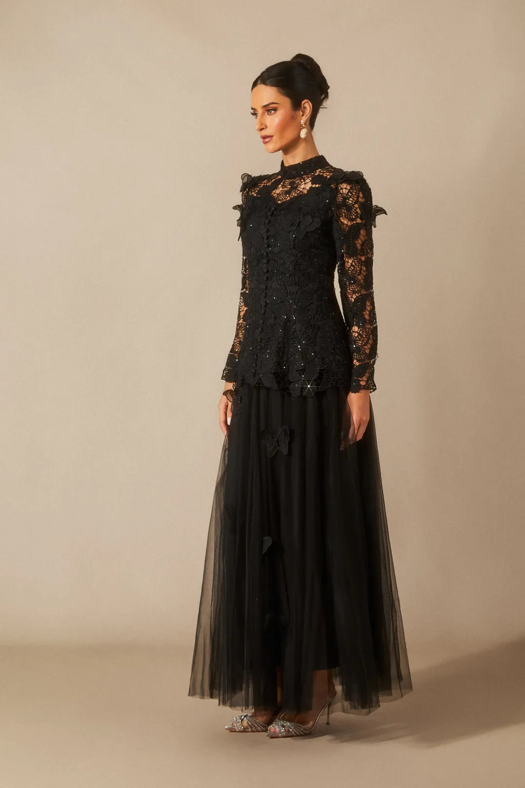 Leah | Women’s High Neck Long Sleeve Butterfly Flowy Two Piece Set
