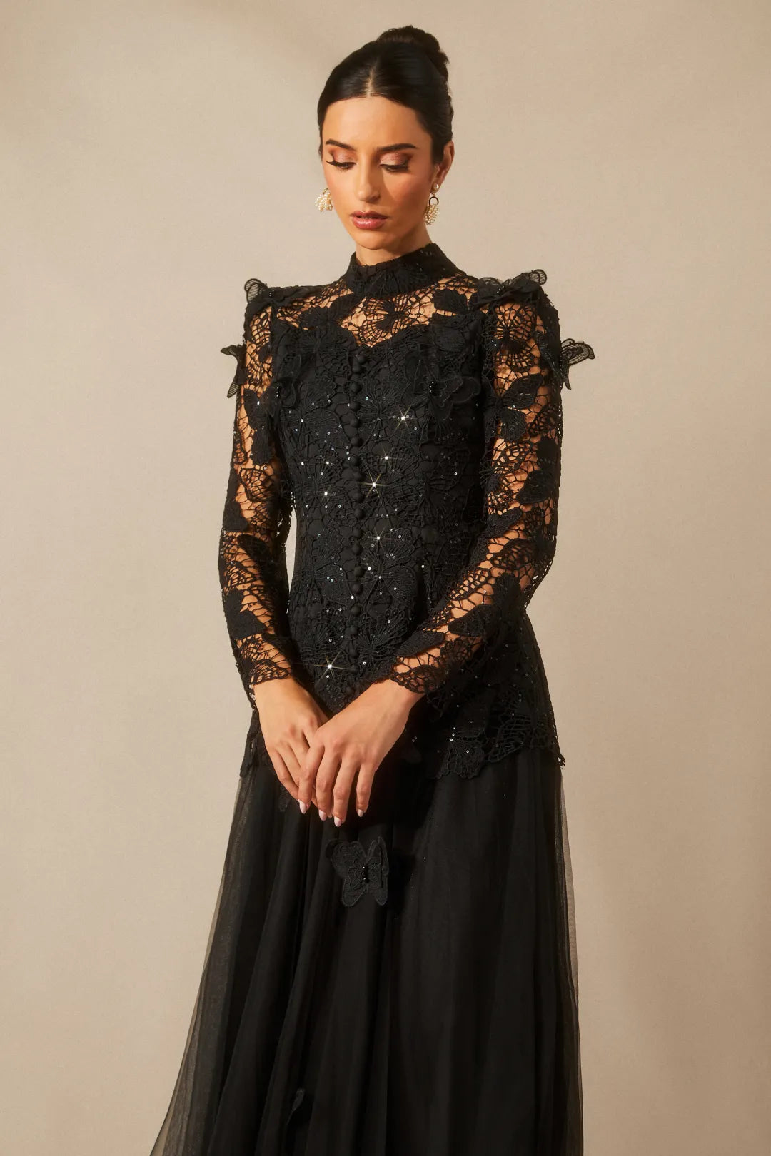 Leah | Women’s High Neck Long Sleeve Butterfly Flowy Two Piece Set
