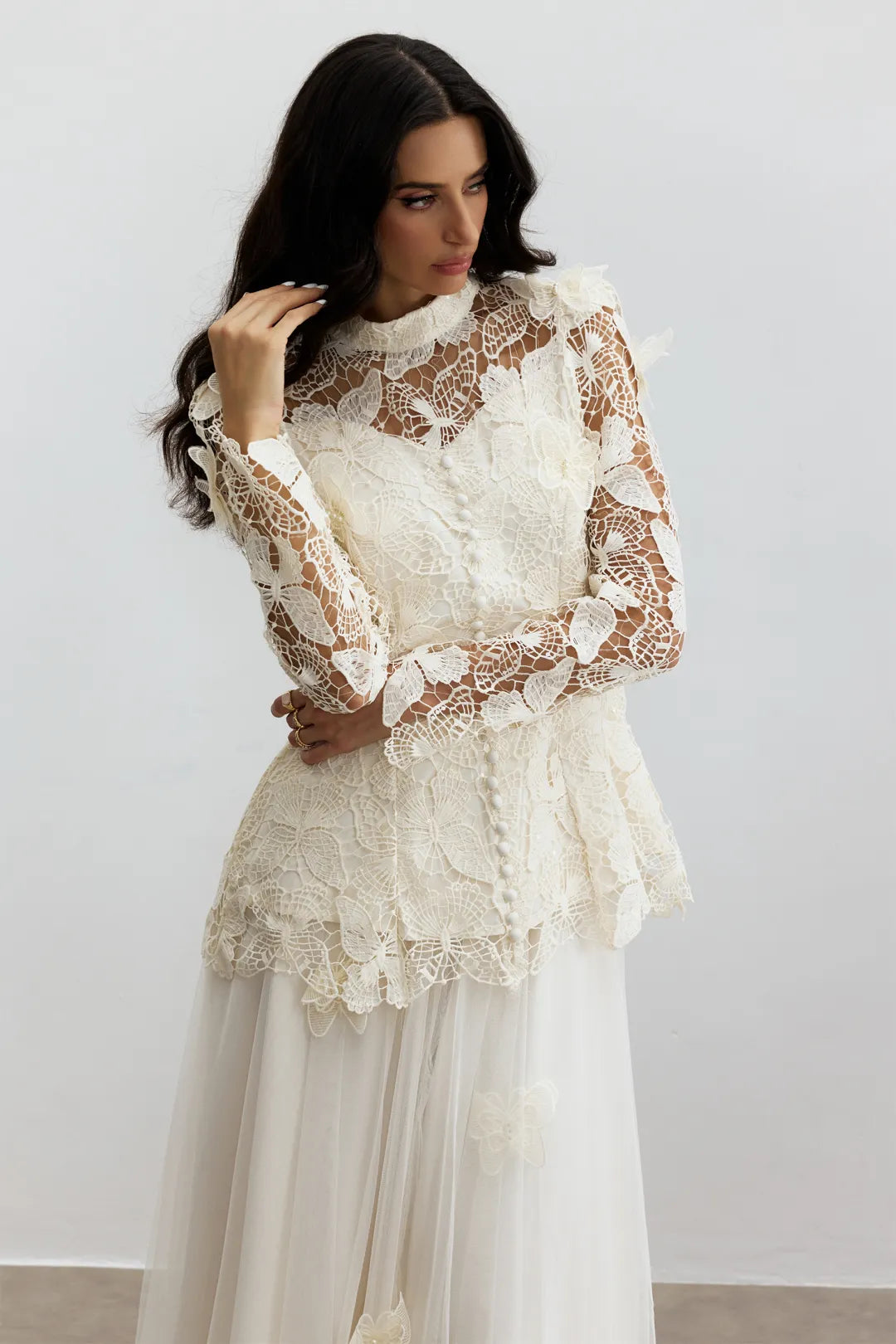 Leah | Women’s High Neck Long Sleeve Butterfly Flowy Two Piece Set