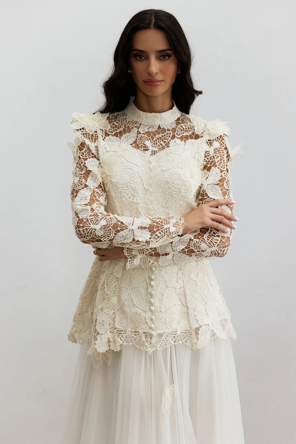 Leah | Women’s High Neck Long Sleeve Butterfly Flowy Two Piece Set